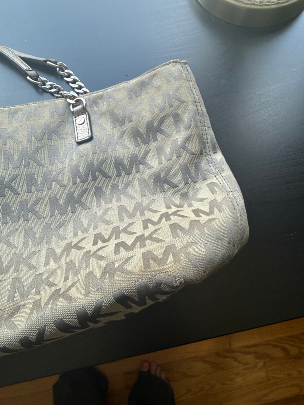 Michael Kors Gray MK Logo Chain-strap Tote - Picture 9 of 11